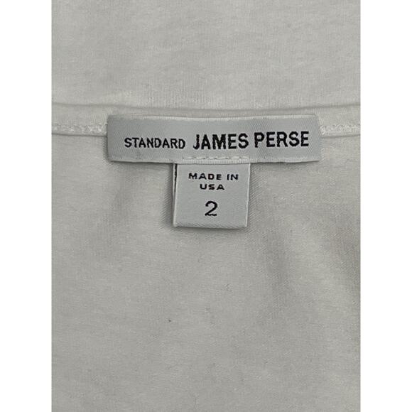 James Perse Standard Deep V-Neck White T-Shirt Size 2 Made in USA - Picture 2 of 6